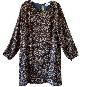 NEW Kaileigh Navy Blue And Orange Dress